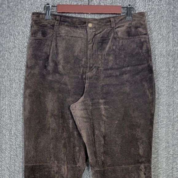 Rafaella Sport Pants Womens 10 Brown Genuine Leather Suede 5-Pocket 31x26 - Picture 2 of 14